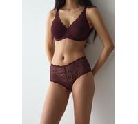 Slip TRIUMPH "Amourette Maxi", Damen, Gr. 44, braun (claret), Microfaser, Obermaterial: 83% Polyamid, 17% Elasthan, Unterhosen Slip, Stretch-Spitze (14258648-44) claret