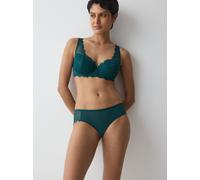 Slip TRIUMPH "Amourette Sparkle Hipster", Damen, Gr. 36, grün (teal grün), Spitze, Obermaterial: 65% Polyamid, 21% Elasthan, 14% Polyester, Unterhosen Slip, schmmernde Spitze (53459707-36) teal grün
