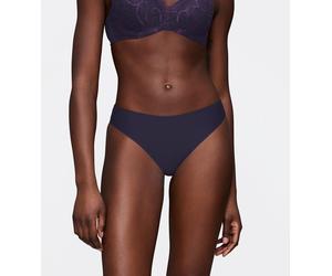 Slip TRIUMPH "Body Make-Up Illusion Lace", Damen, Gr. 44, blau (prussian blau), Microtouch, Obermaterial: 80% Polyamid, 20% Polyester, körpernah, Unterhosen Slip, florale Stretch-Spitze, hoher Beinaus