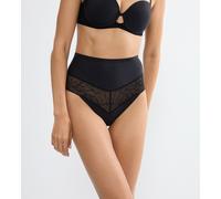 Slip TRIUMPH "Comfort Contour Highwaist String", Damen, Gr. L, schwarz, Microtouch, Obermaterial: 58% Polyamid, 42% Elasthan, Unterhosen Slip, flache formende Spitze (87526242-L) schwarz