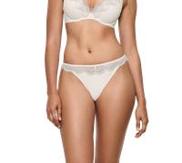 String TRIUMPH "Comfort Glam", Damen, Gr. 42, weiß (silk weiß), Spitze, Obermaterial: 80% Polyamid, 20% Polyester, körpernah, Unterhosen String, raffinierte Spitze, minimale Abdeckung, elastisch, bequ