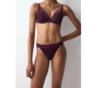 Slip TRIUMPH "Comfort Glam String", Damen, Gr. 44, lila (claret), Spitze, Obermaterial: 80% Polyamid, 20% Elasthan, körpernah, Unterhosen Slip, raffinierte Spitze (94814968-44) claret