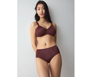 Slip TRIUMPH "Essential Minimizer T Hipster X", Damen, Gr. 42, braun (velvet chocolate), Microtouch, Obermaterial: 78% Polyamid, 22% Elasthan, Unterhosen Slip, schimmerndes Jacquardmuster (28750647-42