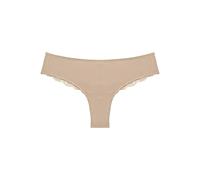 Slip TRIUMPH "Lovely Micro Brazilian String", Damen, Gr. L, beige (natur), Microfaser, Obermaterial: 80% Polyamid, 20% Elasthan, körpernah, Unterhosen Slip, zarte, florale Spitze, schmales Bündchen (4