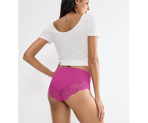 Slip TRIUMPH "Pretty Micro Maxi", Damen, Gr. XL, pink (plum fusion), Microfaser, Obermaterial: 61% Polyamid, 39% Elasthan, unifarben, körpernah, Unterhosen Slip, nahtlos (63457817-XL) plum fusion