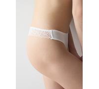 Slip TRIUMPH "Pretty Modal String", Damen, Gr. L, weiß (silk weiß), Jersey, Obermaterial: 91% Modal, 9% Elasthan, Unterhosen Slip, mit Stretchspitze (56939723-L) silk weiß
