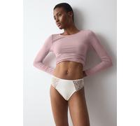 Slip TRIUMPH "Pretty Modal Tai", Damen, Gr. M, weiß (silk weiß), Jersey, Obermaterial: 91% Modal, 9% Elasthan, Unterhosen Slip, atmungsaktiv und weich (13451139-M) silk weiß