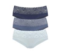 Slip VIVANCE, Damen, Gr. 32/34, blau (eisblau, rauchblau, navy), Single Jersey, Obermaterial: 95% Baumwolle, 5% Elasthan. Spitze: 93% Polyamid, 7% Elasthan (LYCRA), unifarben, bequem, Unterhosen Slip,