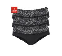 Slip VIVANCE, Damen, Gr. 32/34, schwarz, Single Jersey, Obermaterial: 95% Baumwolle, 5% Elasthan. Spitze: 93% Polyamid, 7% Elasthan (LYCRA), unifarben, bequem, Unterhosen Slip, aus elastischer Baumwol