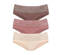Slip VIVANCE, Damen, Gr. 48/50, bunt (rose, beere, mahagoni), Single Jersey, Obermaterial: 95% Baumwolle, 5% Elasthan. Spitze: 93% Polyamid, 7% Elasthan (LYCRA), unifarben, bequem, Unterhosen Slip, au
