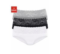 Slip VIVANCE, Damen, Gr. 48/50, schwarz-weiß (weiß, schwarz, grau, meliert), Single Jersey, Obermaterial: 95% Baumwolle, 5% Elasthan. Spitze: 93% Polyamid, 7% Elasthan (LYCRA), unifarben, bequem, Unte