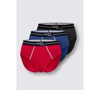 Slip WÄSCHEPUR, Herren, Gr. 6, 3 Stk., bunt (royalblau, rot, schwarz), 95% Baumwolle, 5% Elasthan, Unterhosen Slip (38732264-6) royalblau, rot, schwarz