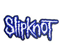 Slipknot Cut Out Logo Blau Border Woven Patch Accessory Size