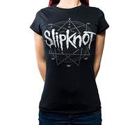Slipknot Offizielle Damen Diamante Star Logo Schwarzes T-Shirt | Größen S-XXL