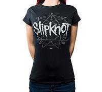 Slipknot T Shirt Diamante Pentagram Band Logo offiziell Damen Schwarz Skinny Fit M