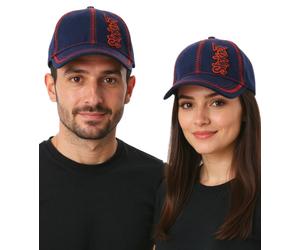 Slipknot Unisex Base Cap mit Bandschriftzug und Ziernähten Freizeit-Cap 3218SLP Blau/Rot