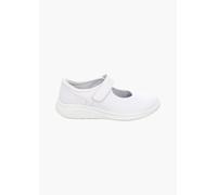 Slipper aus Leder mit Klettverschlussriemen weiß 42