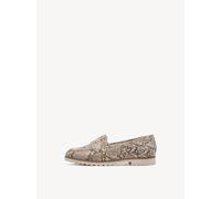 Slipper TAMARIS, Damen, Gr. 38, beige snake, Textil, Reptilienprägung, Schuhe Slipper, Blockabsatz, Schlupfschuh, Businessschuh im angesagten Animal-Look (33469744-38) beige snake