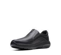 Slipper CLARKS "ClarksPro Step", Herren, Gr. 41, schwarz (schwarz leather), Leder, Schuhe Slipper, Slip-On Sneaker, Schlupfschuh, Komfortschuh mit Gummizug (15823260-41)