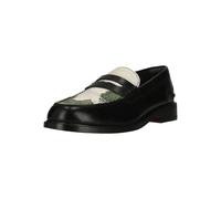 Slipper CLARKS "CraftJames", Herren, Gr. 43, schwarz, weiß, Leder, Schuhe Slipper, mit Vintage-Glastonbury-Tor-Motiven (92462121-43) schwarz, weiß