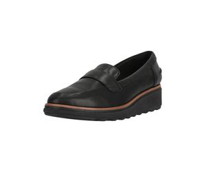 Slipper CLARKS "Sharon Gracie", Damen, Gr. 38, schwarz, Leder, Schuhe Slipper, mit extra Stoßdämpfung für ultimativen Komfort (22326104-38) schwarz