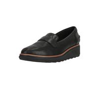 Slipper CLARKS "Sharon Gracie", Damen, Gr. 41,5, schwarz, Leder, Schuhe Slipper, mit extra Stoßdämpfung für ultimativen Komfort (22326104-41,5) schwarz