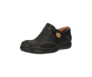 Slipper CLARKS "Un Loop", Damen, Gr. 41,5, schwarz, Leder, Schuhe Slipper, im praktischen Slip On-Design (61596331-41,5) schwarz