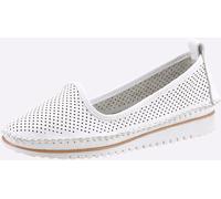 Andrea Conti Damen Slipper 0021714 – Leder, klassische Form mit luftigen Löchern – Weiß Größe 41