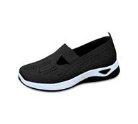 Slipper Damen, Orthopädische Schuhe Damen Sommerschuhe Slip on Sneakers Damenschuhe Weite H Breite Füße Summer Shoes for Women Sommer Sneaker Ohne Schnürsenkel Walkingschuhe Schwarz 42