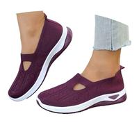 Slipper Damen, Orthopädische Schuhe Damen Sommerschuhe Sommer Sneaker Ohne Schnürsenkel Slip on Sneakers Mesh Summer Shoes for Women Damenschuhe Weite H Walkingschuhe 35-43 Dark Purple 43