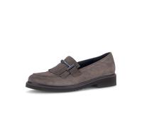 Slipper GABOR, Damen, Gr. 38, grau, Veloursleder, Schuhe Slipper, Blockabsatz, Schlupfschuh, Businessschuh mit edler Zierspange (65989037-38) grau