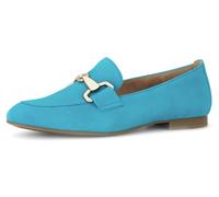 Slipper GABOR, Damen, Gr. 39, blau (türkis), Ziegenveloursleder, unifarben, Schuhe Slipper, Loafer, Halbschuh, Businessschuh mit edler Zierschnalle (50923605-39) türkis