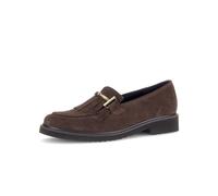 Slipper GABOR, Damen, Gr. 39, braun (dunkelbraun), Veloursleder, Schuhe Slipper, Blockabsatz, Schlupfschuh, Businessschuh mit edler Zierspange (60456837-39) dunkelbraun