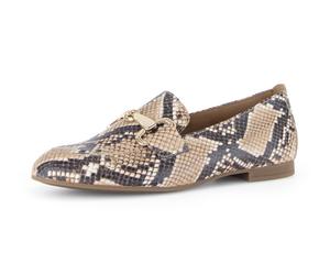 Slipper GABOR, Damen, Gr. 39, sand, schwarz, Kalbsleder, Schuhe Slipper, Blockabsatz, Businessschuh mit goldfarbenem Schmuck-Zierriegel (77460818-39) sand, schwarz