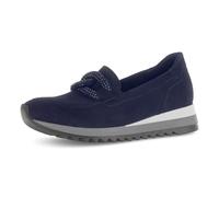 Slipper GABOR, Damen, Gr. 40, blau (dunkelblau), Ziegenveloursleder, unifarben, Schuhe Slipper, Keilabsatz, Plateau, Businesschuh mit Best Fitting-Ausstattung (37493258-40) dunkelblau