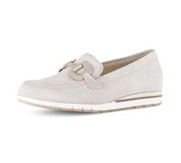 Slipper GABOR "FLORENZ", Damen, Gr. 37, beige, Veloursleder, Schuhe Slipper, Keilabsatz, Schlupfschuh, Businessschuh mit Zierkette (49355827-37) beige