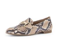 Slipper GABOR, Damen, Gr. 38, sand, schwarz, Kalbsleder, Schuhe Slipper, Blockabsatz, Businessschuh mit goldfarbenem Schmuck-Zierriegel (77460818-38) sand, schwarz