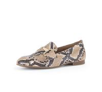 Slipper GABOR, Damen, Gr. 38, sand, schwarz, Kalbsleder, Schuhe Slipper, Blockabsatz, Businessschuh mit goldfarbenem Schmuck-Zierriegel (77460818-38) sand, schwarz
