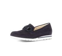 Slipper GABOR "FLORENZ", Herren, Gr. 39, dunkelblau, Ziegenveloursleder, Schuhe Slipper, Keilabsatz, Schlupfschuh, Businessschuh mit Zierkette (44579148-39) dunkelblau