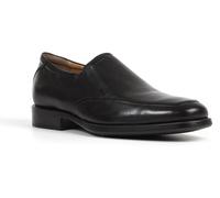 Slipper GEOX "UOMO FEDERICO", Herren, Gr. 41,5, schwarz, Leder, Schuhe Slipper, Business Schuh, Schlupfschuh mit Blockabsatz (25772100-41,5) schwarz