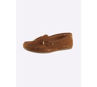 Slipper HEINE, Damen, Gr. 36, braun (cognac), Leder, Rindsleder, Veloursleder, Schuhe Slipper (42976956-36) cognac