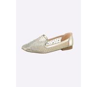 Slipper HEINE, Damen, Gr. 39, gold (goldfarben, silberfarben), Textil, Schuhe Slipper (22081452-39) goldfarben, silberfarben