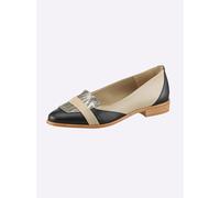 Slipper HEINE, Damen, Gr. 42, beige (sand, schwarz), Glattleder, Leder, Rindsleder, Synthetik, Schuhe Slipper (56750447-42) sand, schwarz