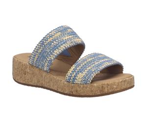 Slipper JOSEF SEIBEL "Evita 02, slate blue-multi", Damen, Gr. 41, blau (slate blau, multi), Obermaterial: 100% Textilmaterial TEXMAT., Schuhe Slipper (79823229-41) slate blau, multi