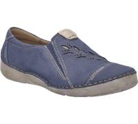 Slipper JOSEF SEIBEL "Fergey 42", Damen, Gr. 39, blau, Leder, geblümt, Schuhe Slipper, Slip-On Sneaker, Halbschuh, Schlupfschuh mit Gummizügen, G-Weite (43147547-39) blau