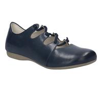 Riemchenballerina JOSEF SEIBEL "Fiona 04", Damen, Gr. 41, blau (dunkelblau), Leder, Schuhe Riemchenballerina, Slipper, Komfortschuh mit raffiniertem Gummizug, Weite G (=weit) (36419457-41) dunkelblau