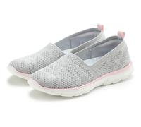Slipper LASCANA "Ballerina, Sneaker, Freizeitschuh, Slip-On-Sneaker", Damen, Gr. 39, blau (grau, rosé), Obermaterial: 100% Textilmaterial. Decksohle: 100% Textilmaterial. Futter: 100% Textilmaterial.