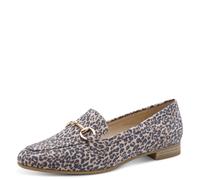 Slipper MARCO TOZZI, Damen, Gr. 38, leodruck, Textil, Veloursleder, animal-print, Schuhe Slipper, Blockabsatz, Loafer, Businessschuh mit Schmuckspange (55557261-38) leodruck