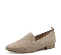 MARCO TOZZI Damen Slipper mit Blockabsatz Runde Spitze, Cremefarben (Dune metallic), 40 EU