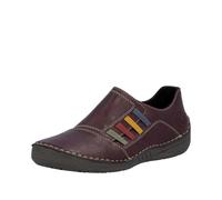 Slipper RIEKER, Damen, Gr. 37, braun (rot), Lederimitat, kontrastfarbene Details, Schuhe Slipper, Schlupfschuh, Slip-on Sneaker, Halbschuh mit weicher Innensohle (31851633-37) rot